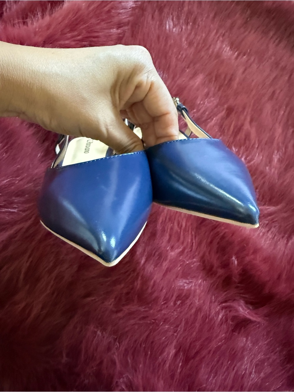 C. Paravano Navy Pointed Toe Slingback Pumps Kitten Heels Size 36 NWOB. - Picture 10 of 10